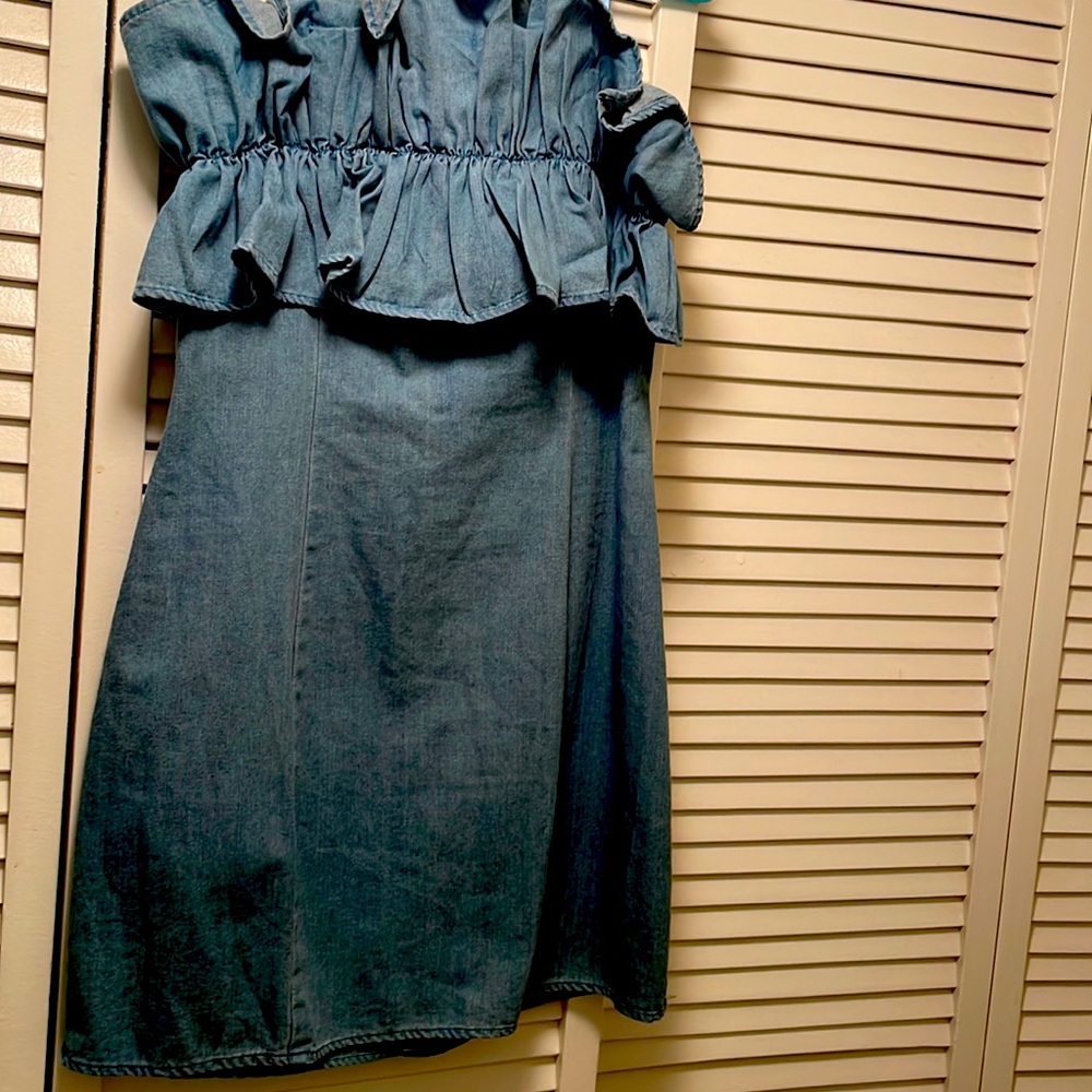 Never been worn strapless denim dress
